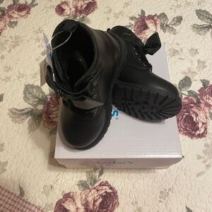 Carter's Black Kids Boots with Bow Detail